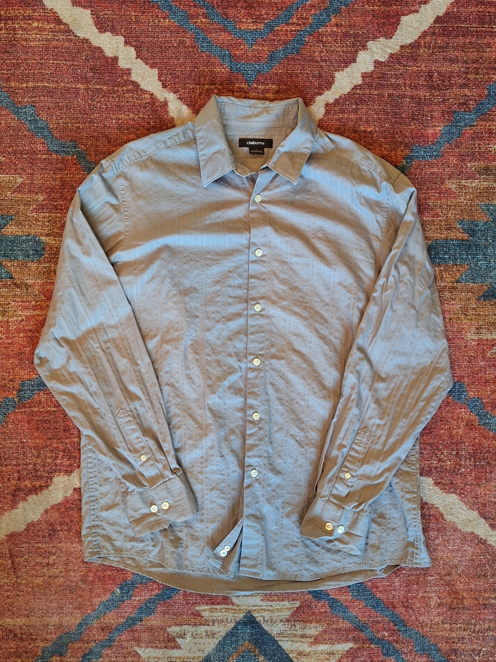 Claiborne Gray Men's Long-Sleeve Button-Down Shirt